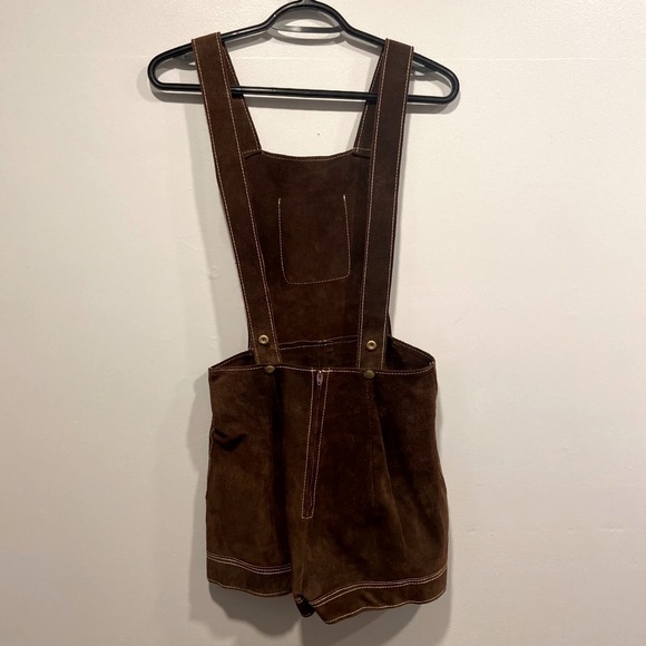 Vintage Suede Shorts Overalls - Picture 1 of 4
